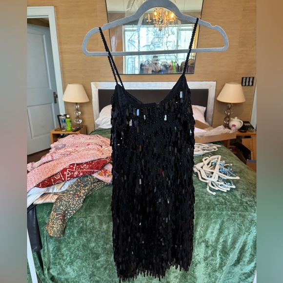 Vintage Beaded Black Flapper Style Dress - Picture 2 of 3
